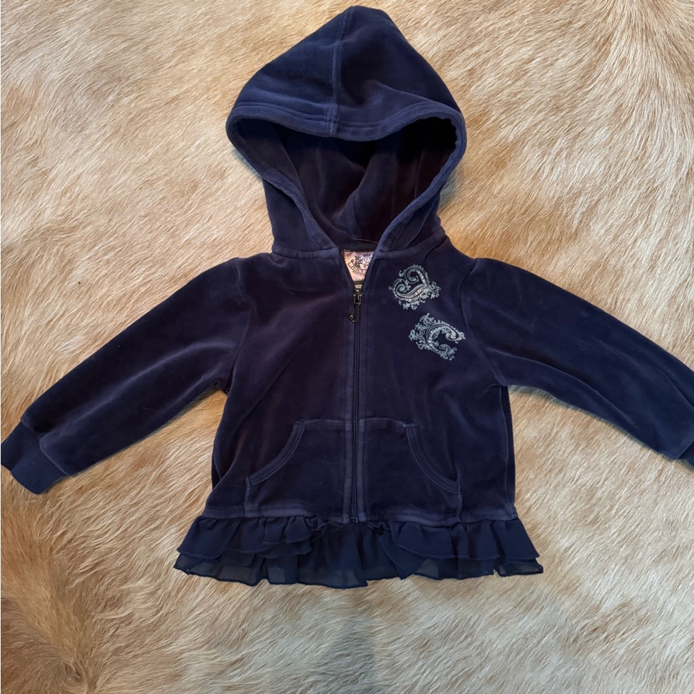 Navy Blue Kids Hoodie with Ruffle Hem
